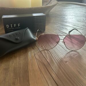 DIFF eyewear DEVON - ROSE GOLD + WINE GRADIENT Aviator Sunglasses